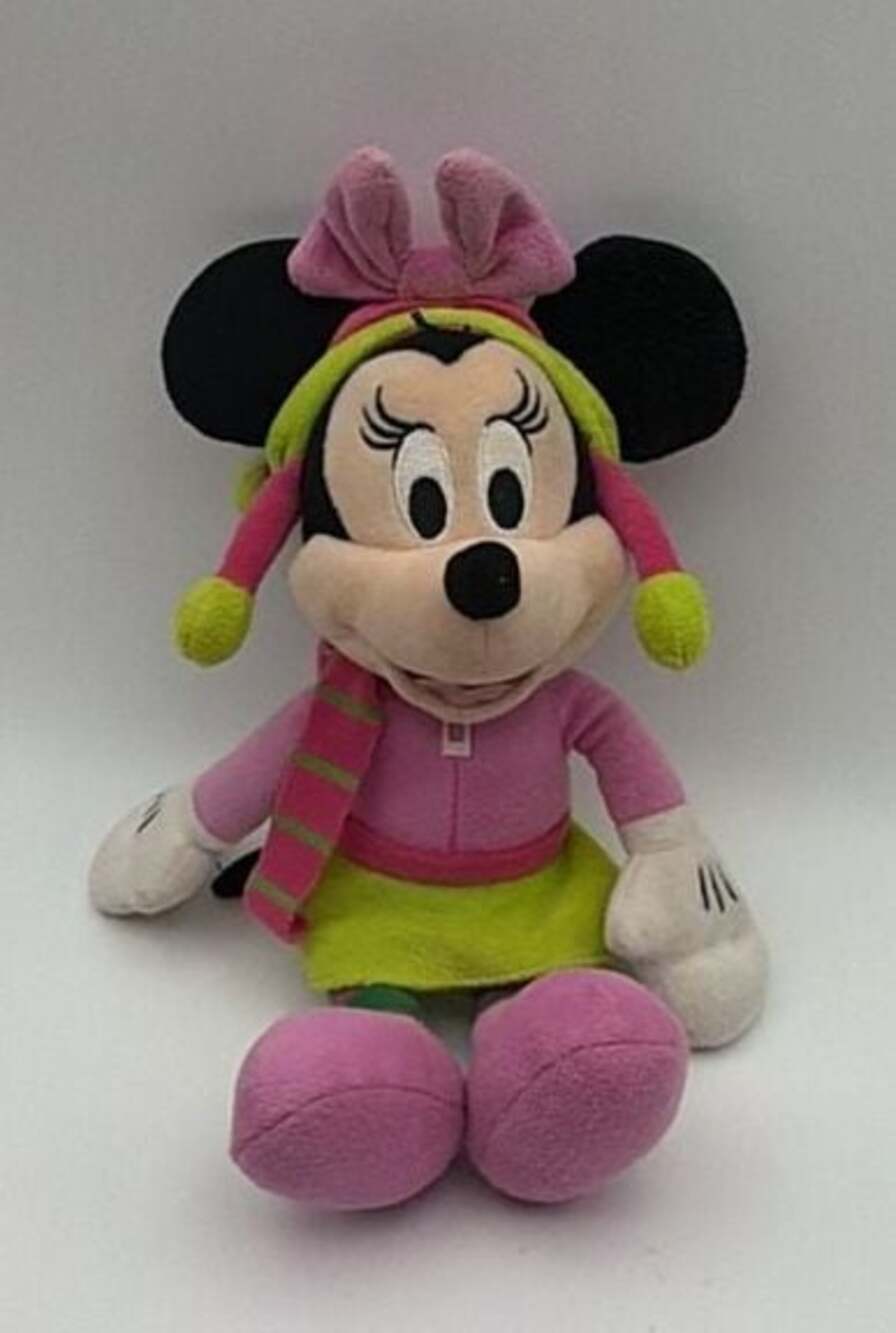 Disney Just Play Minnie Mouse 10-inch Plush in Pink and Green Winter Outfit